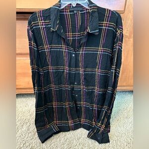 Jane and Delancey Black Plaid Long Sleeve Top